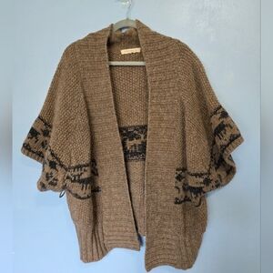 Lineamaglia Alpaca Wool Blend Cardigan Large Brown